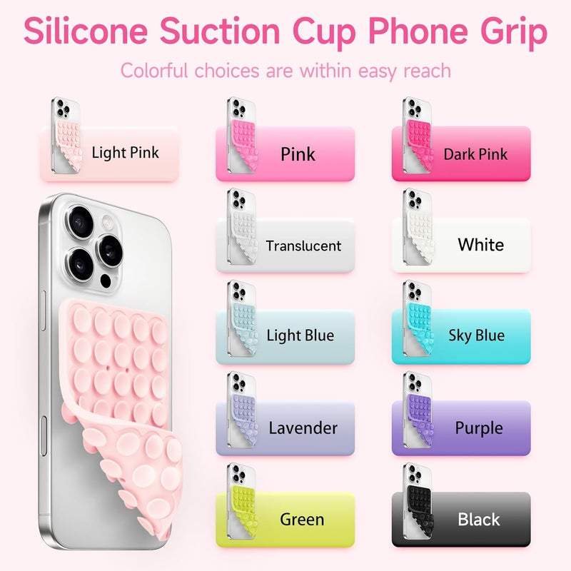 Yojaro 4Pack Silicone Suction Cup Phone Case Mount Double Sided, Phone Accessories Hands-Free Strong Grip Holder for Selfies and Videos, Silicon Phone Stand for iPhone and Android - Image 2